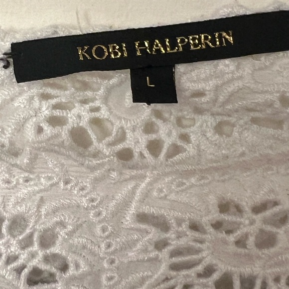 KOBI HALPERIN COTTON & SILK PEASANT WHITE BLOUSE SIZE LARGE - Picture 3 of 8